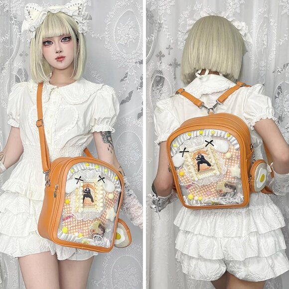 Toast Shaped Ita Bag for Women with Pin Display Inserts and Adjustable Straps - Picture 3 of 9